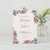 Mexicaanse Bloemen Elegante Kleurrijke Fiesta Huwe Save The Date (Staand voorkant)