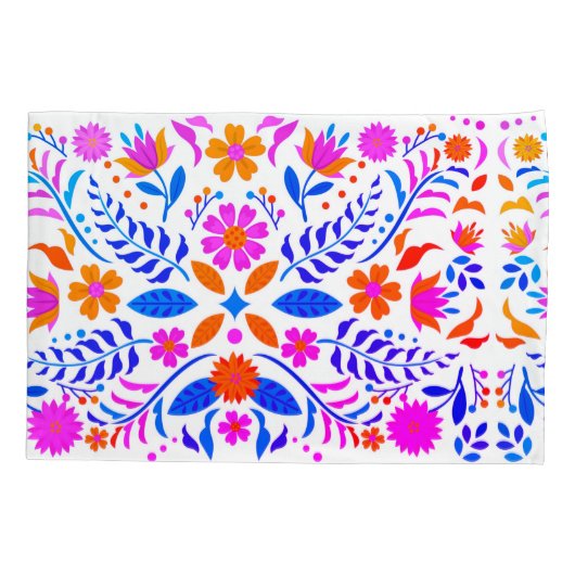 Mexicaanse bloemen en bladeren  kussensloop (Achterkant)