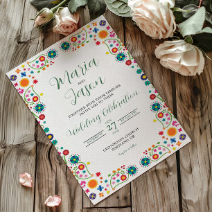 Mexicaanse Bloemen Esthetische Folk Art Kleurrijke Kaart
