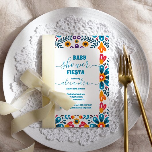 Mexicaanse Bloemen Fiesta Meisje Baby shower Kaart