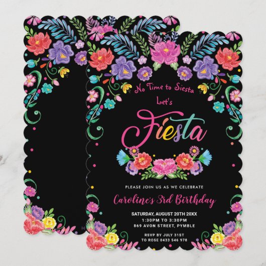 Mexicaanse Bloemen Fiesta Verjaardagsfeest Kaart (Voorkant / Achterkant)