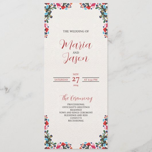 Mexicaanse Bloemen Kleurrijke Botanische Bloemen H Programmakaart (Voorkant)