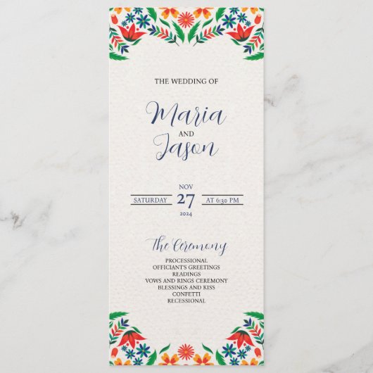 Mexicaanse Bloemen Kleurrijke Botanische Bloemen H Programmakaart (Voorkant)