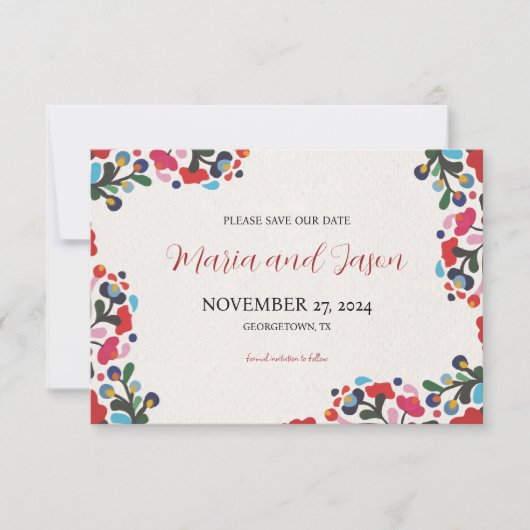 Mexicaanse Bloemen Kleurrijke Botanische Bloemen H Save The Date (Voorkant)