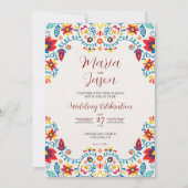 Mexicaanse Bloemen Kleurrijke Elegante Boda Weddin Kaart (Voorkant)