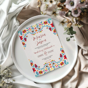 Mexicaanse Bloemen Kleurrijke Elegante Boda Weddin Kaart