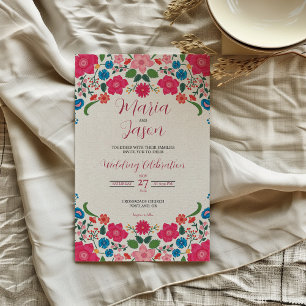 Mexicaanse Bloemen Kleurrijke Elegante Boda Weddin Kaart