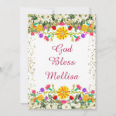 Mexicaanse bloemen met gouden glitter verjaardag kaart (Achterkant)