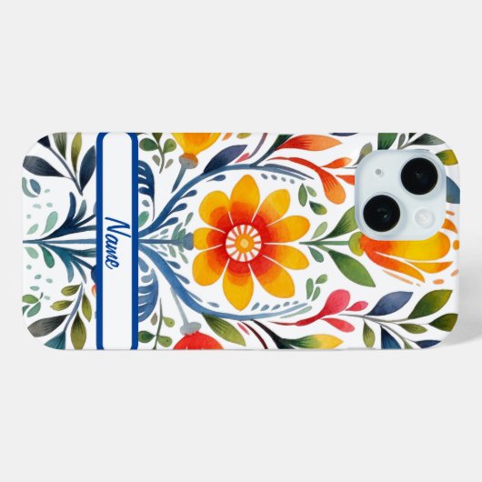 Mexicaanse bloemen ontwerpen hard Case-Mate iPhone case (Achterkant (horizontaal))