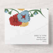 Mexicaanse Bloemen Rood Blauw Botanische Bruiloft All In One Uitnodiging (Achterkant)