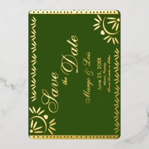 Mexicaanse bloemen save the date gedrukt folie Inv Uitnodiging