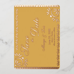 Mexicaanse bloemen save the date gestempeld    folie uitnodiging