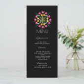 Mexicaanse Bloemen Vlinders Hand Dawn Trouw Menu (Staand voorkant)