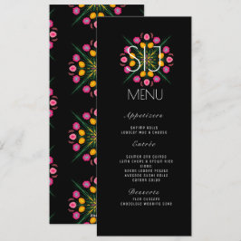 Mexicaanse Bloemen Vlinders Hand Dawn Trouw Menu