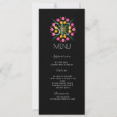 Mexicaanse Bloemen Vlinders Hand Dawn Trouw Menu (Voorkant)