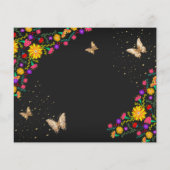 Mexicaanse Bloemen Zwart Gouden Vlinder Quinceaner (Achterkant)