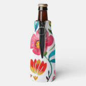 Mexicaanse Bloemenboho gepersonaliseerd monogram Flesjeskoeler (Fles Achterkant)