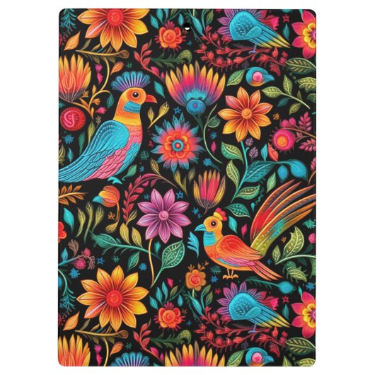 Mexicaanse bloemenpatroon script naam recept klembord (Achterkant)