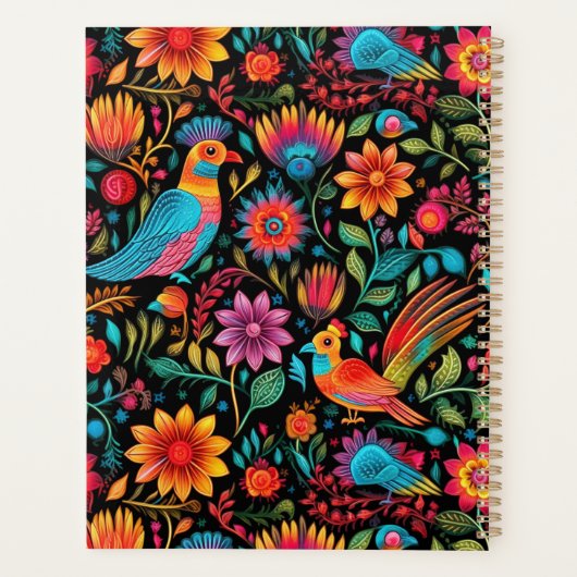 Mexicaanse bloemenpatroon script naam recept planner (Achterkant)