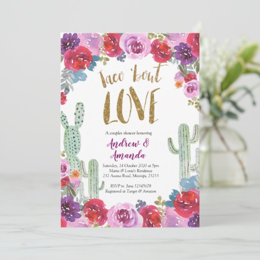 Mexicaanse Bloementaco 'over liefde uitnodiging (Staand voorkant)