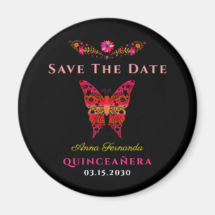 Mexicaanse Bloemige Quinceañera Bewaar De Datum Ma Magneet