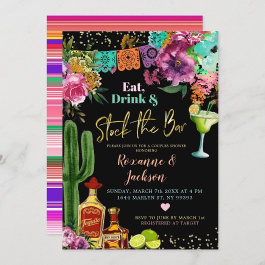 Mexicaanse Bloemrijke Laten we Feest Traject Uitno Kaart (Voorkant / Achterkant)