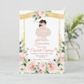 Mexicaanse Blush Pink Flowers Quinceanera Mis Quin Kaart (Staand voorkant)