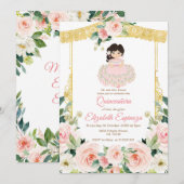Mexicaanse Blush Pink Flowers Quinceanera Mis Quin Kaart (Voorkant / Achterkant)