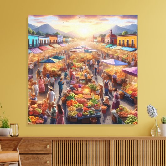 Mexicaanse boeren verkopen Abstracte kunst Canvas Afdruk (Insitu (Woonkamer))