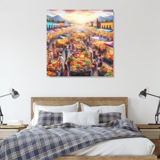 Mexicaanse boeren verkopen Abstracte kunst Canvas Afdruk (Insitu (Slaapkamer))