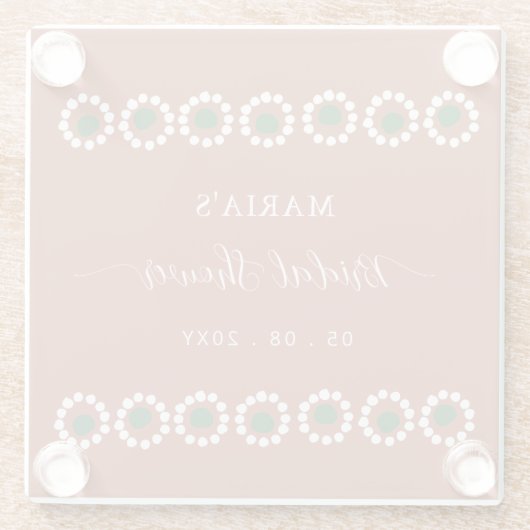 Mexicaanse Boho Barro Bruidsdouche Glazen Onderzetter (Achterkant)