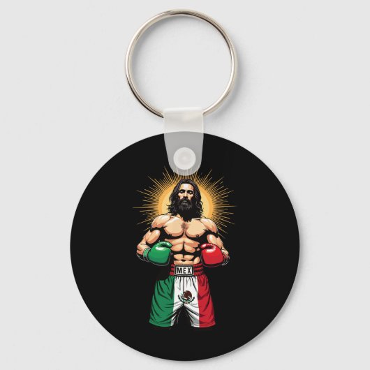 Mexicaanse Boksen Jezus Christus Mex Boksen Shorts Sleutelhanger (Voorkant)