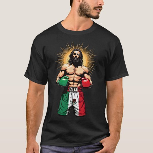 Mexicaanse Boksen Jezus Christus Mex Boksen Shorts T-shirt (Voorkant)