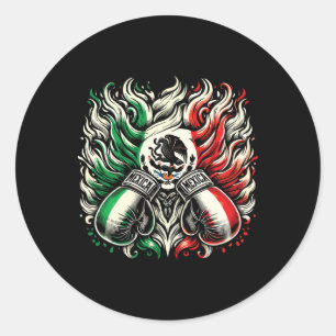 Mexicaanse Boksen Pion Handschoenen Design Art Ronde Sticker