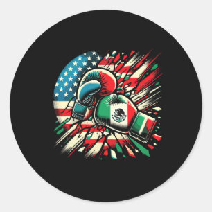 Mexicaanse bokshandschoenen Amerikaanse vlag fusie Ronde Sticker