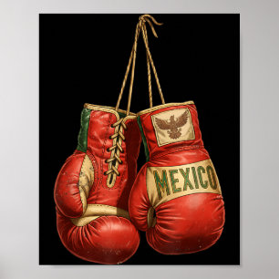 Mexicaanse bokshandschoenen in vintage stijl Aztee Poster
