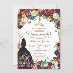 Mexicaanse borduurvlinder Floral Quinceanera Kaart