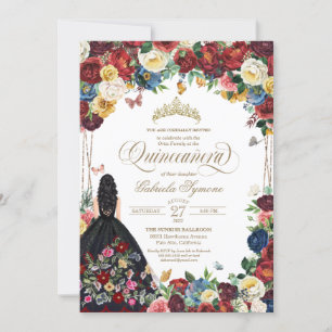Mexicaanse borduurvlinder Floral Quinceanera Kaart