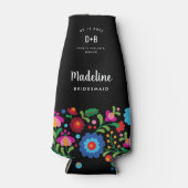 Mexicaanse borduurvrouw bruiloft flesjeskoeler (Voorkant)