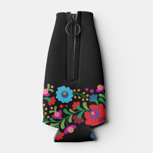 Mexicaanse borduurvrouw bruiloft flesjeskoeler (Achterkant)