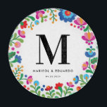 Mexicaanse borduurvrouw Colorful Monogrammed Weddi Snijplank<br><div class="desc">Geïnspireerd door het kleurrijke borduurwerk van inheemse Mexicaanse ambachtslieden,  is dit glazen snijbord een prachtig cadeau voor de nieuwgeleerden die hun nieuwe familienaam en trouwdatum vieren.</div>