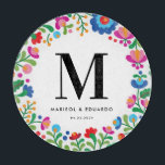 Mexicaanse borduurvrouw Colorful Monogrammed Weddi Snijplank<br><div class="desc">Geïnspireerd door het kleurrijke borduurwerk van inheemse Mexicaanse ambachtslieden,  is dit glazen snijbord een prachtig cadeau voor de nieuwgeleerden die hun nieuwe familienaam en trouwdatum vieren.</div>