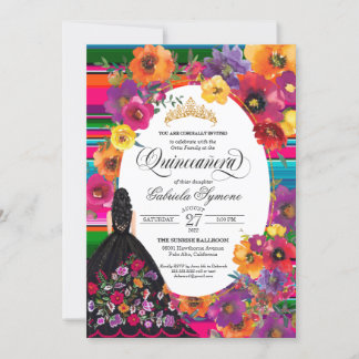 Mexicaanse borduurvrouw Huipil Floral Dress Quince Kaart
