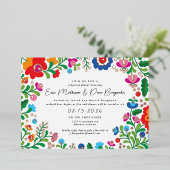 Mexicaanse borduurvrouw tijdens het huwelijk Folie Folie Uitnodiging (Staand Voorkant)