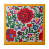 Mexicaanse Borduurwerk Bloemen Keuken Gele Trivet Tegeltje (Voorkant)