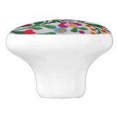 Mexicaanse Borduurwerk Bloemen Rood Bold Kleuren C Keramische Knop (Zijkant)