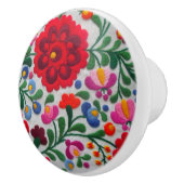 Mexicaanse Borduurwerk Bloemen Rood Bold Kleuren C Keramische Knop (Rechts)
