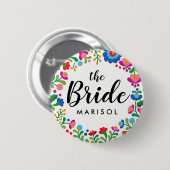 Mexicaanse Borduurwerk Bruid Naam Ronde Button 5,7 Cm (Voorkant /achterkant)