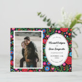 Mexicaanse Borduurwerk foto Save the Date (Staand voorkant)