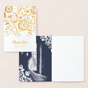 Mexicaanse borduurwerk gepersonaliseerde binnenkan folie kaarten